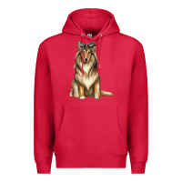 Cardinal collie with bandanna Premium Hoodie - texasbilliewilder