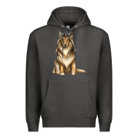 Charcoal Heather collie with bandanna Premium Hoodie - texasbilliewilder