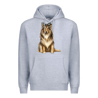 Heather Grey collie with bandanna Premium Hoodie - texasbilliewilder