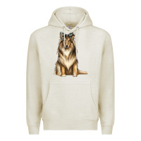 Oatmeal Heather collie with bandanna Premium Hoodie - texasbilliewilder