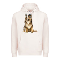 Pale Pink collie with bandanna Premium Hoodie - texasbilliewilder