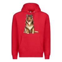 Red collie with bandanna Premium Hoodie - texasbilliewilder