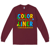 Burgundy color outside the liner autism awareness Long Sleeve Tee - JahusDesignShop