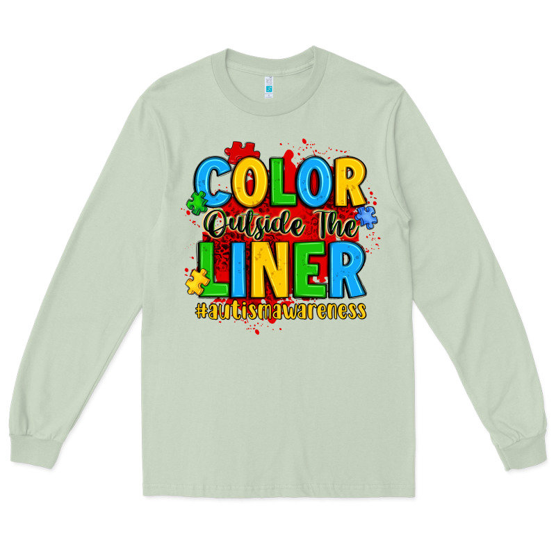 Color Outside The Liner Autism Awareness Long Sleeve Tee by JahusDesignShop | Teevron