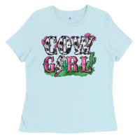 Baby Blue cowgirl lightning bolt Ladies Tee - Zillion Design Studio