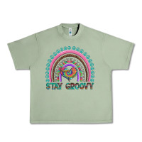 Oil Green stay groovy with rainbow and heart Urban Heavy Tee - Artiststas