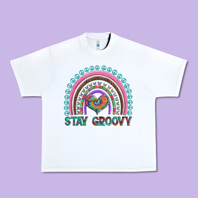 Stay Groovy With Rainbow And Heart Urban Heavy Tee Designed By Artiststas