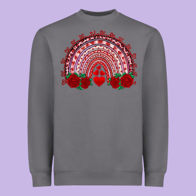 Valentine's Day Rainbow With Roses Heavyweight Sweatshirt Designed By Adodesignshop