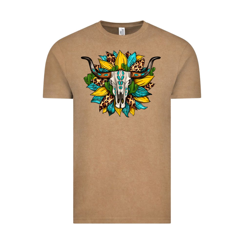 Bull Skull Gemstone Cactus Leopard Sunflower Vintage Tee by Artiststas | Teevron