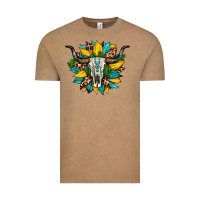 Vintage Coffee bull skull gemstone cactus leopard sunflower Vintage Tee - Artiststas