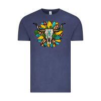 Vintage Denim bull skull gemstone cactus leopard sunflower Vintage Tee - Artiststas