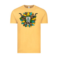 Vintage Mustard bull skull gemstone cactus leopard sunflower Vintage Tee - Artiststas