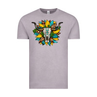 Vintage Zinc bull skull gemstone cactus leopard sunflower Vintage Tee - Artiststas