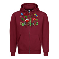 Burgundy merry christmas hair dresser Zipper Hoodie - MaliasSmallBusiness