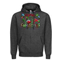 Charcoal Heather merry christmas hair dresser Zipper Hoodie - MaliasSmallBusiness