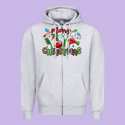 Merry Christmas Hair Dresser Zipper Hoodie Designed By Maliassmallbusiness