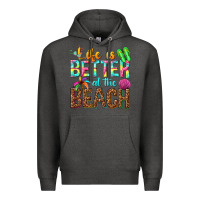 Charcoal Heather Life is better at the beach Premium Hoodie - NancyCooperArtShop