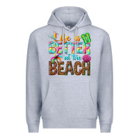 Heather Grey Life is better at the beach Premium Hoodie - NancyCooperArtShop