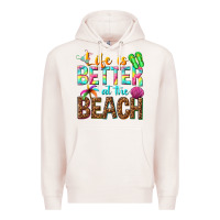 Pale Pink Life is better at the beach Premium Hoodie - NancyCooperArtShop