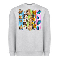 Heather Grey easter bunny butterfly daisy and sunflower with cowhide and  leopard b Heavyweight Sweatshirt - Artiststas