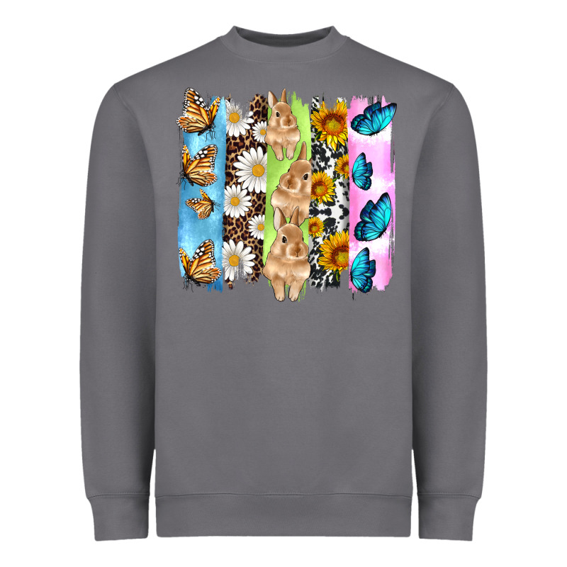 Easter Bunny Butterfly Daisy And Sunflower With Cowhide And  Leopard B Heavyweight Sweatshirt by Artiststas | Teevron