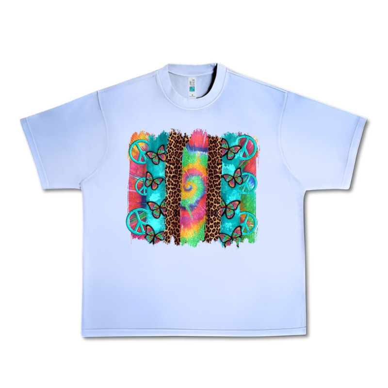 Hippie Peace Sign Butterfly Leopard And Tie Dye Brushstroke Urban Heavy Tee by Artiststas | Teevron