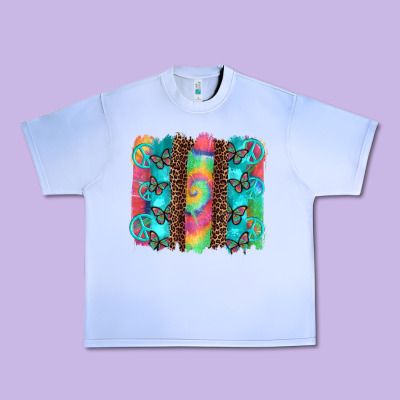 Hippie Peace Sign Butterfly Leopard And Tie Dye Brushstroke Urban Heavy Tee Designed By Artiststas