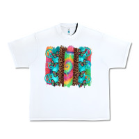 White hippie peace sign butterfly leopard and tie dye brushstroke Urban Heavy Tee - Artiststas