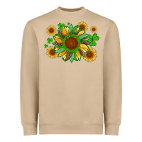 St Patricks Sunflowers With Shamrock And Glitters With Leopard Heavyweight Sweatshirt | Teevron