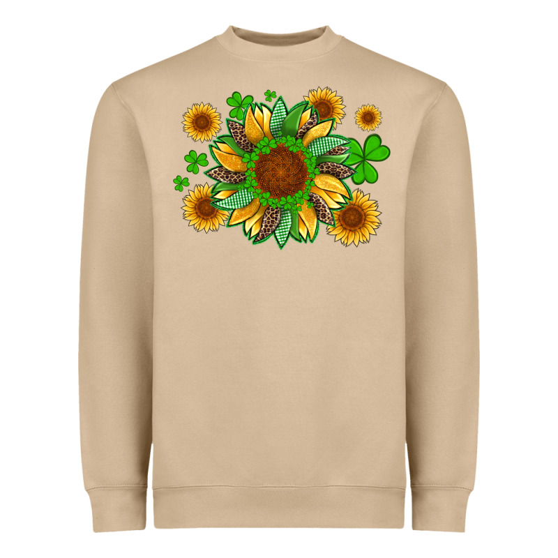 St Patricks Sunflowers With Shamrock And Glitters With Leopard Heavyweight Sweatshirt by Artiststas | Teevron