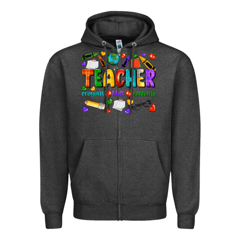 Teacher Crayons Kids Caffeine Zipper Hoodie by NancyCooperArtShop | Teevron