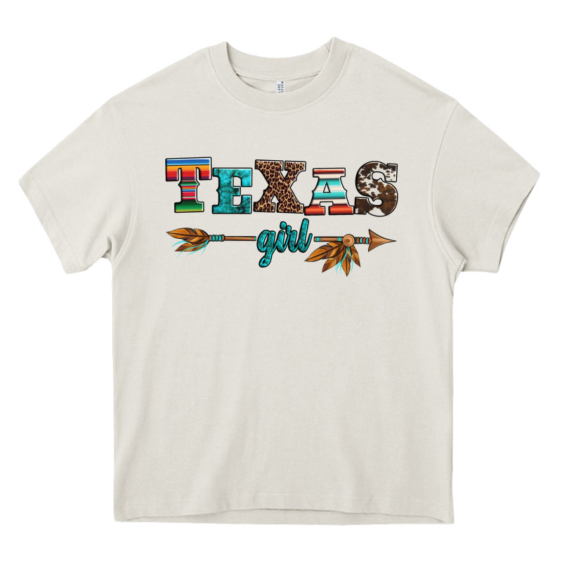 Texas Girl Serape Turquoise Leopard Cowhide Arrow Heavy Core Tee by Artiststas | Teevron