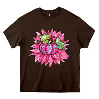 Chocolate Brown sunflower pumpkin breast cancer Heavy Core Tee - Zillion Design Studio