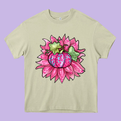 Sunflower Pumpkin Breast Cancer Heavy Core Tee Designed By Zillion Design Studio