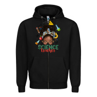 Black science teacher afro messy bun Zipper Hoodie - NancyCooperArtShop
