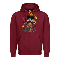 Burgundy science teacher afro messy bun Zipper Hoodie - NancyCooperArtShop