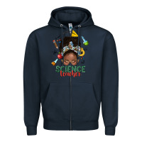 Navy science teacher afro messy bun Zipper Hoodie - NancyCooperArtShop
