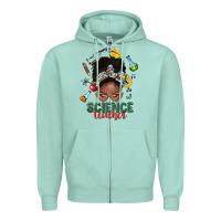 Seafoam science teacher afro messy bun Zipper Hoodie - NancyCooperArtShop