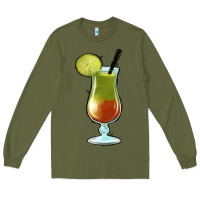 Army Green Margarita Glass Long Sleeve Tee - Jasminsmagicworld