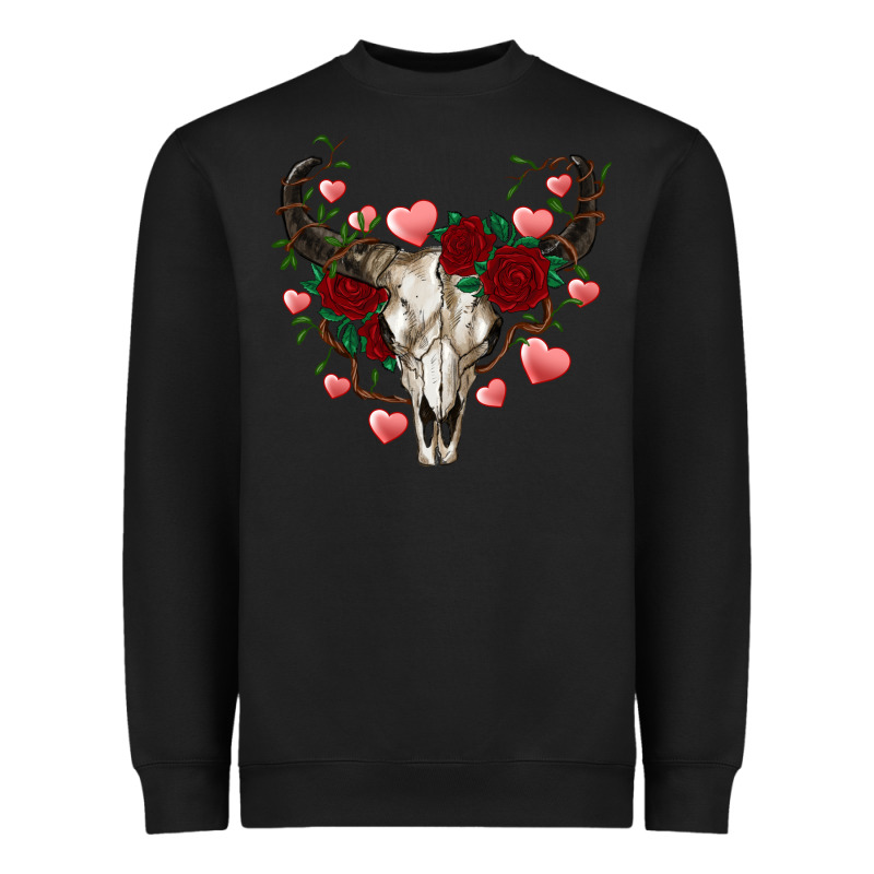 Valentine's Bull Skull Heavyweight Sweatshirt by AdoDesignShop | Teevron