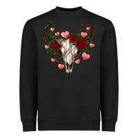 Black valentine's bull skull Heavyweight Sweatshirt - AdoDesignShop