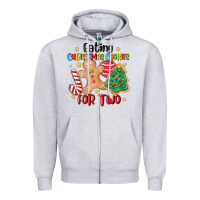 Heather Grey eating christmas cookies for two Zipper Hoodie - MaliasSmallBusiness