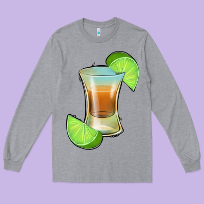 Tequila Shot Long Sleeve Tee Designed By Jasminsmagicworld
