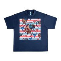 Navy american flag bass Urban Heavy Tee - BundleAndBundleShop