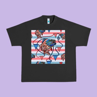 American Flag Bass Urban Heavy Tee Designed By Bundleandbundleshop