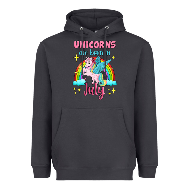 Unicorns Are Born In July Heavyweight Hoodie by Jasminsmagicworld | Teevron