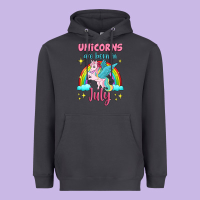Unicorns Are Born In July Heavyweight Hoodie Designed By Jasminsmagicworld