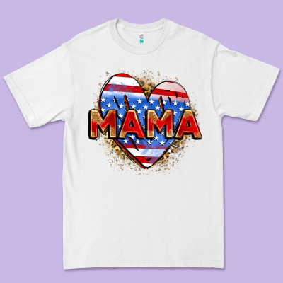 American Mama Heart Premium Tee Designed By Zillion Design Studio