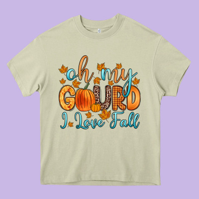 Oh My Gourd I Love Fall Heavy Core Tee Designed By Zillion Design Studio