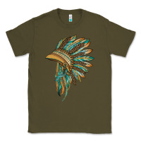 Army Green indian leopard headdress blue Classic Tee - BarkalooDesign